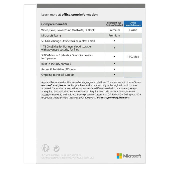 MICROSOFT OFFICE HOME AND BUSINESS 2021 OFFICE SOFTWARE