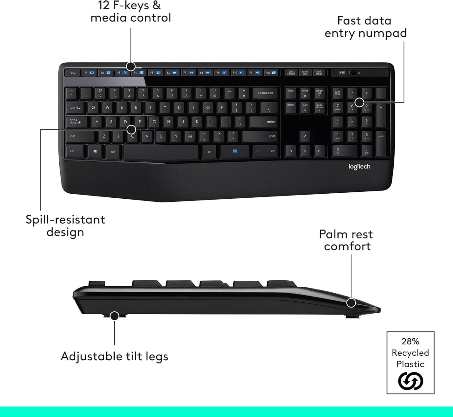LOGITECH MK850 BLACK PERFORMANCE WIRELESS KEYBOARD & MOUSE COMBO